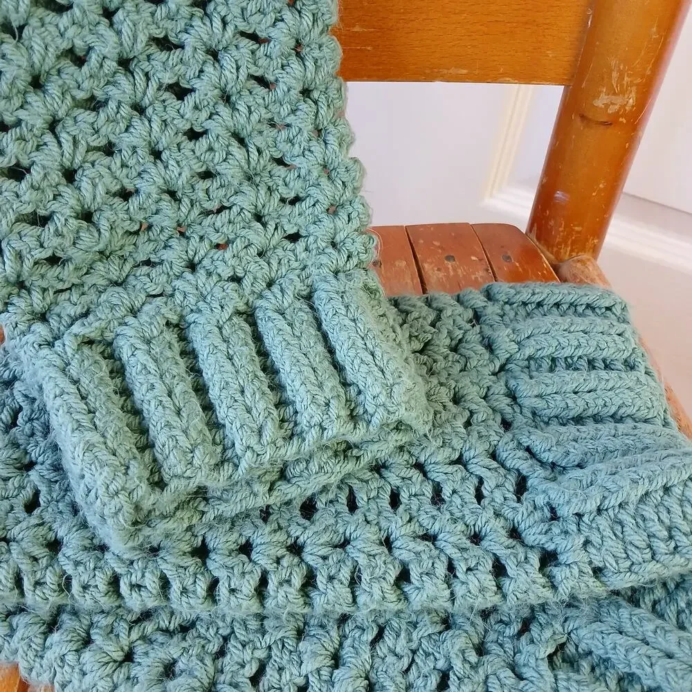 Fern Green Leg Warmers OSFM crochet warm thick chunky over knee dance premade